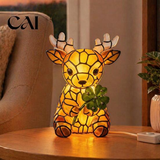 Gift for Animal Lovers Vintage Stained Glass Style Desk Lamp, Cute Night Light, Decorative Exquisite Desktop Ornament Home Reading Lamp