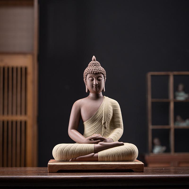 Statua Buddy Budda Tathagata Figurka Budda Siakjamuni Duża Statua Buddy Lampa Ceramiczna Krąg Dostosowana Do Kadzidła Ganek Dekoracja Domu