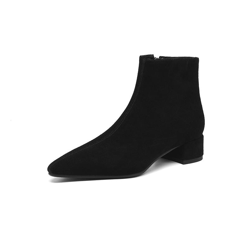 Fashion 2025 New Autumn Women Boots Cow Suede Fashion Chelsea Boots for Women Pointed Toe Short Ankle Boots Med Heels Ladies Shoes