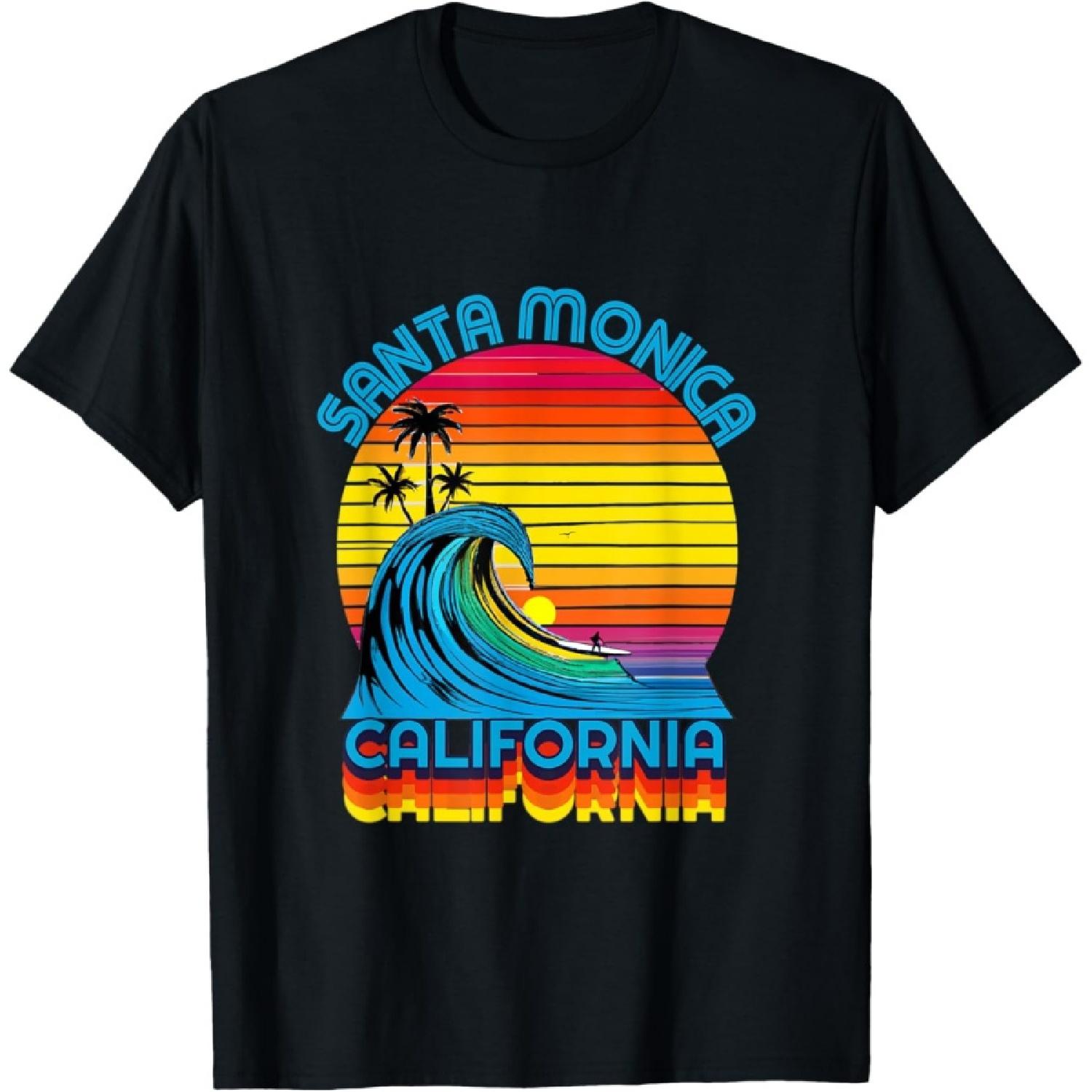 

Santa Monica Retro Throwback Surf & Beach Souvenir T-Shirt XXXXXL чорний