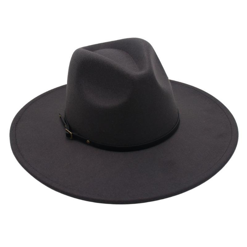 Belt Buckle Top Hat Jazz Hat Men'S And Women'S Felt Hat Woolen Hat Wool Versatile Street Shot