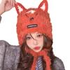 Japanese Cute Hand Woven Little Fox Ear Protecting Hat for Women In Autumn and Winter Warm Versatile Plush Lei Feng Hat