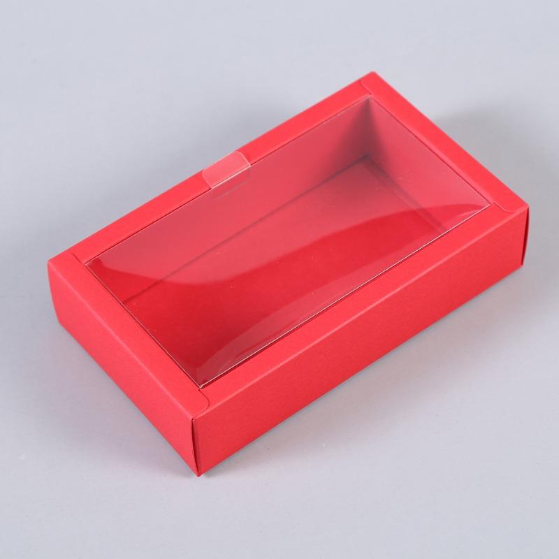 Folding Kraft Paper Box with Transparent PVC Window Blank Packaging Gift Box  Wedding Birthday Party Lipstick Perfume Gift Decoration Boxes 10pcs