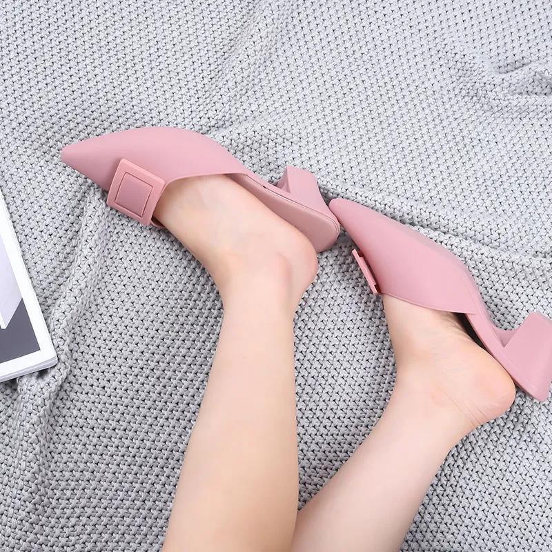 Women Light Weight Comfort Spring & Summer Slip On Square Heel Shoes for Sexy Party Lady Casual Cool Pink Pump Ab748