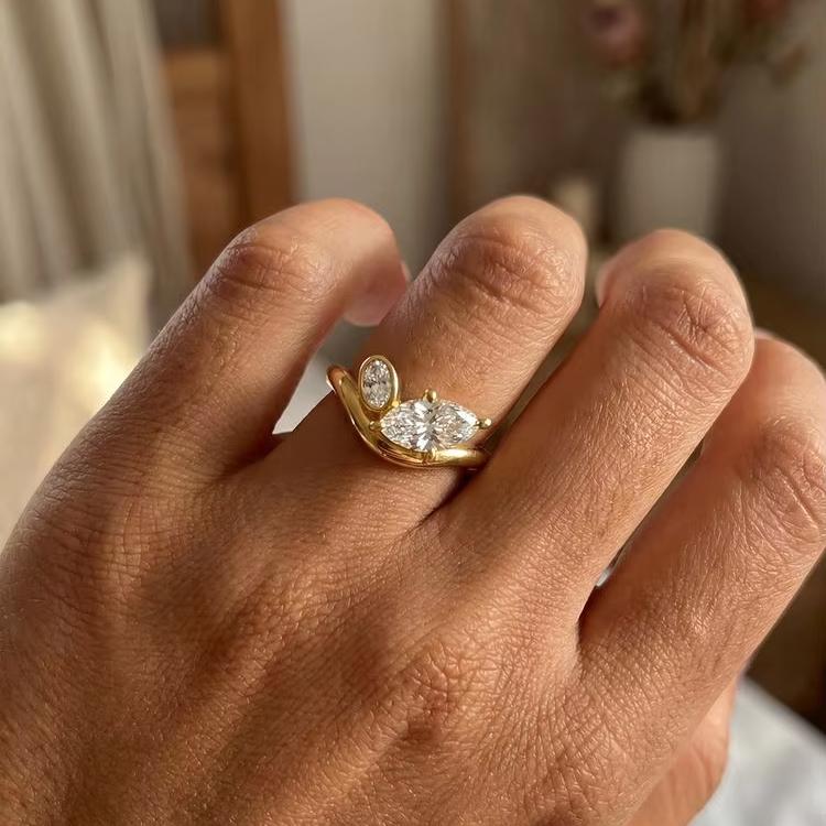 925 Sterling Silver Luxury Fashion V Shape Marquise Zircon Ring For Women Engagement Party Daily Wear High Quality Fine Jewelry
