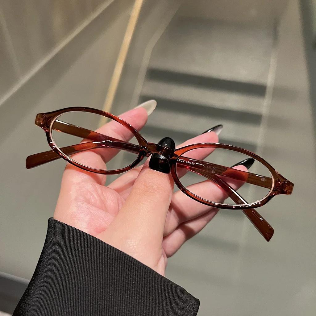 Y2K Retro Oval Frame Anti-Blue Light Óculos Doce Cool Girls Óculos Pretos Vintage Simples Mulheres Óculos de Proteção Ocular