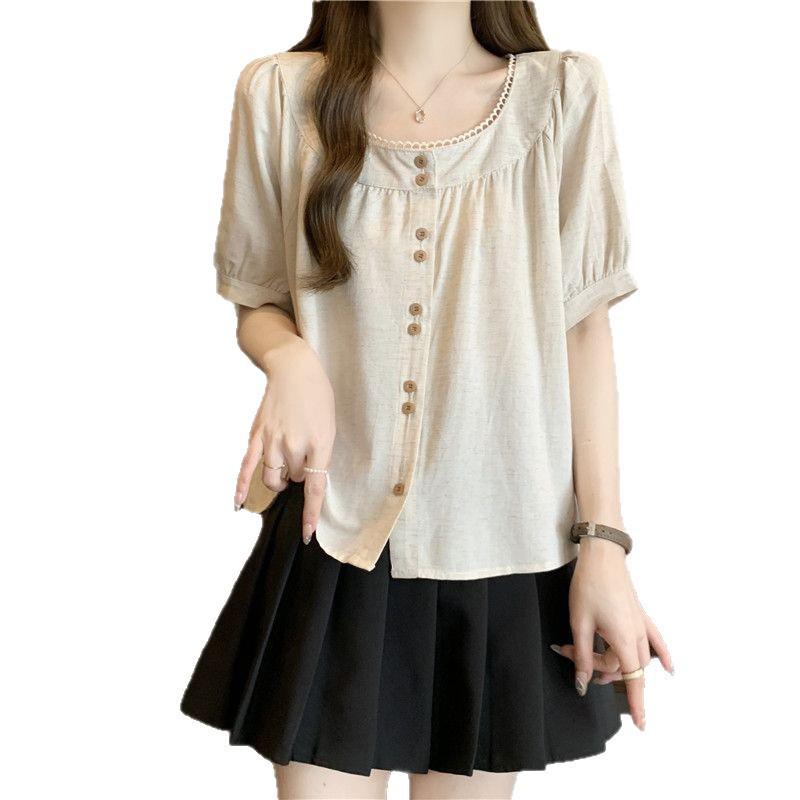 2025 Summer Gentle Fashion Plus Size Lace Short-Sleeve Top for Women