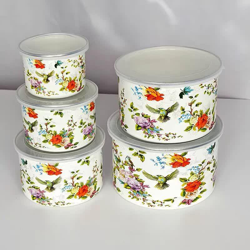 

ZISIZ 5-Piece Enamel Fresh-Keeping Bowl Set