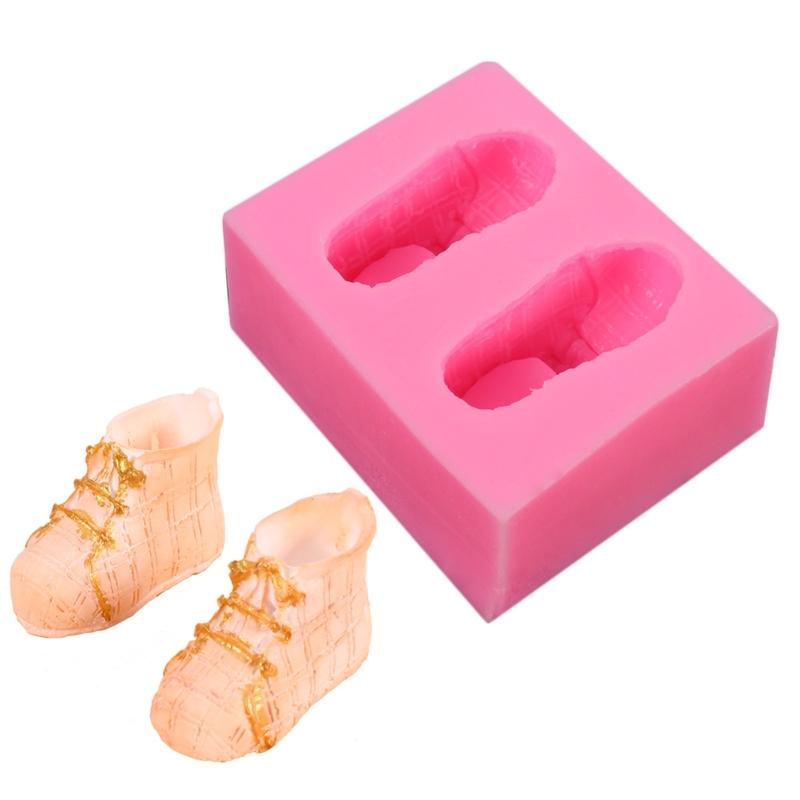 Fondant Moulds Cake Gadget Cute Baby Shoe Shape Silicone Cake Mold Fondant Chocolate 3D Mould Cake Decorating for Baking