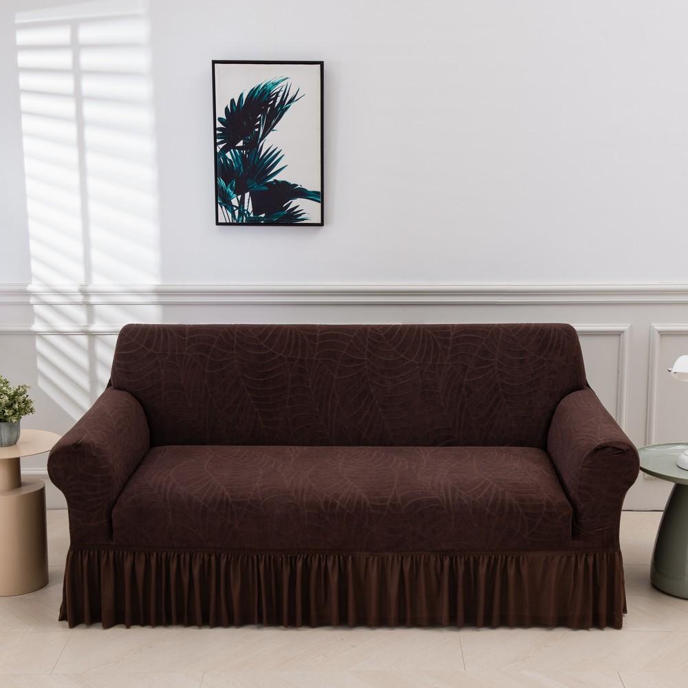 

Чехол для дивана-юбки, универсальный, всесезонный, универсальный, для трех или четырех человек, для гостиной, эластичный тканевый чехол для дивана 90-140 кофейный