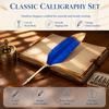 24cm/9.4in Calligraphic Pen Set Blue Dip Pen Set Replacement Feather Pen Kit  Calligraphy Practice
