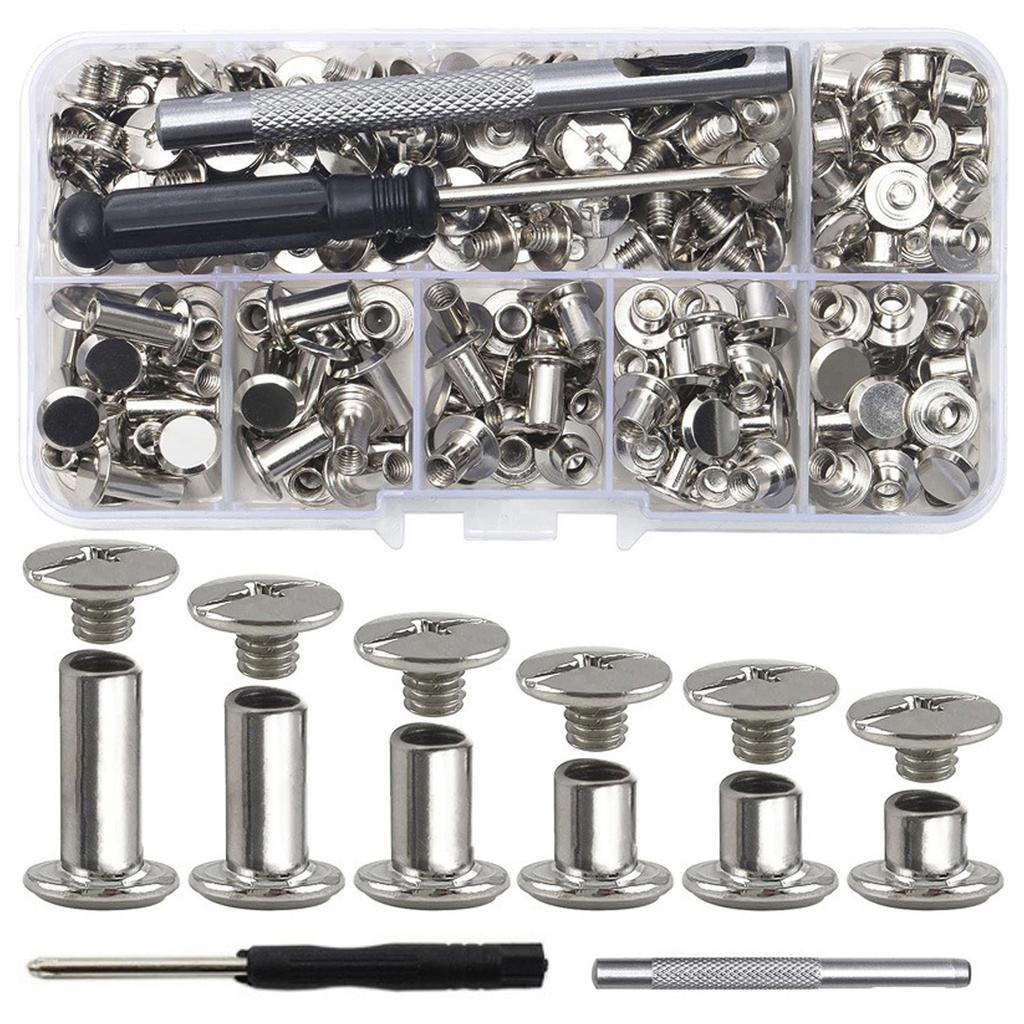 Set Of 110Pcs Binding Screw Crossed Head Button Screws For Leather Crafting Bookbinding Luggage Purse