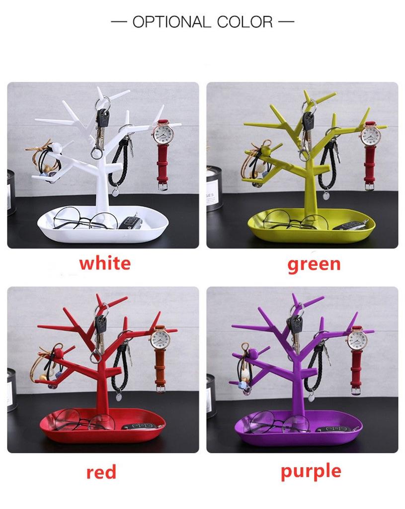 Home Creative Plastic Bird Tree Design Jewelry Rack Key Storage Rack Key Holder