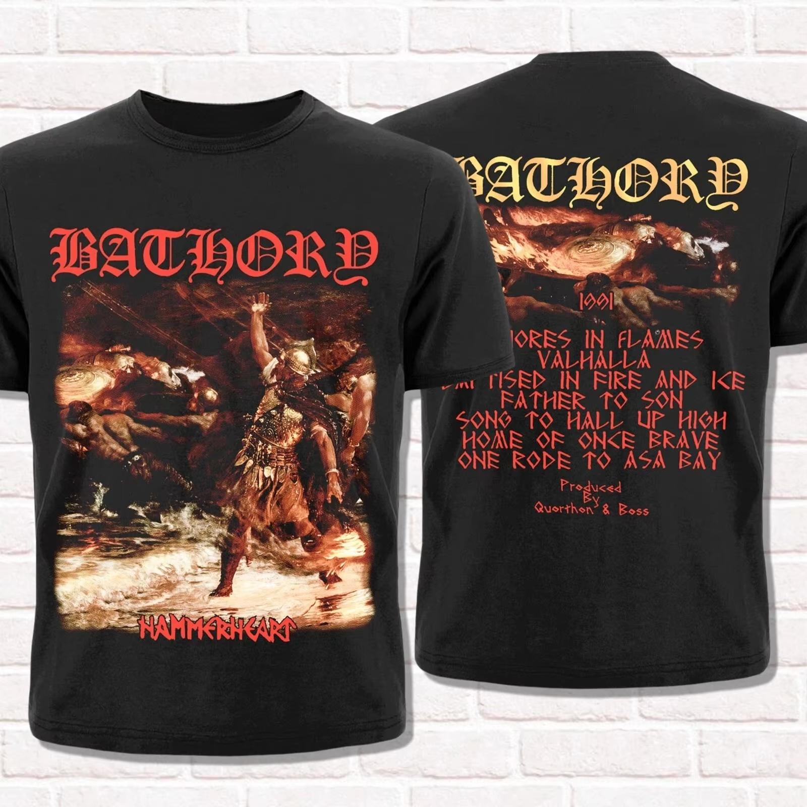 Футболка Bathory Hammerheart 1990 Трэш-метал Блэк-метал Викинг-метал Топы Унисекс Хлопок Короткий рукав Уличный стиль L