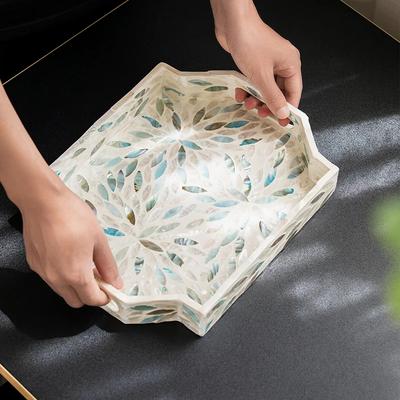 Vassoio per conchiglie intrecciato a mano semplice vassoio portaoggetti da scrivania decorazione tavolino da salotto vassoio da tè