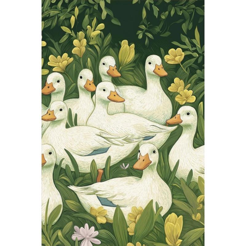 Vintage Kachní farma Farmhouse Cottagecore Jarní kachna Dětský pokoj Umělecký plakát Plátno Malba Nástěnné obrazy Domov Dětský pokoj Dekorace Dárek