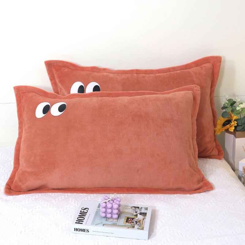 Pillowcase Milk Fiber Embroidery 48x74cm Winter Warm Soft Comfortable Fluffy Plain Home Household Textile Pillow Cover Couples