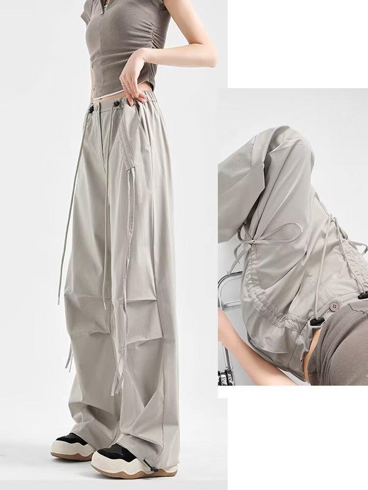 

2026 Spring Women s Thin Paratrooper Wide-Leg Casual Quick-Dry Sports Pants XL світло-сірий колір