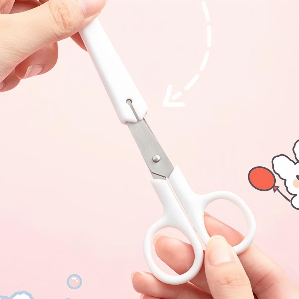 Safety Mini Cartoon Round Head Safety Hand-cut Scissors with Protective Cover Paper Cutters School Stationery for Handmade Paper