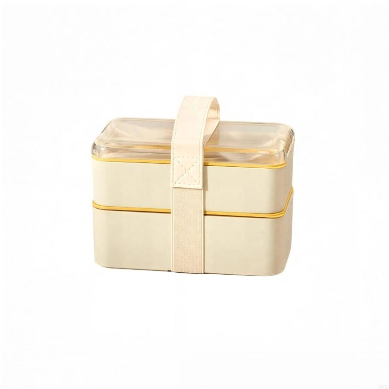 

Double Layer Bentos Box Divided Compartments Leak Proof Seal Microwave Safe Lunch Container with Utensils for Daily Meals HX6C