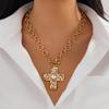 Ingemark Creative Imitation Pearls Cross Pendant Choker Necklace for Women Trendy Retro Chunky Chain Men Steampunk Neck Jewelry