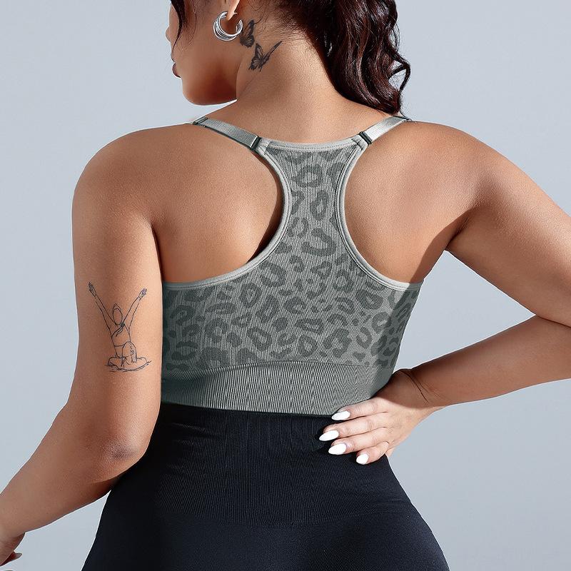 Leopard Print Yoga Bra For Women, Twisted Back, Beautiful Fitness Training Vest, Outdoor Running Sports Bra For Women