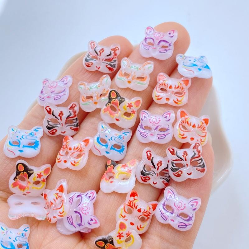 

50Pcs New Cute Resin 10mm Mini Mask Series Flat BackFit Phone Manicure Deco Anicure Embellishments For Hair Bows Accessories