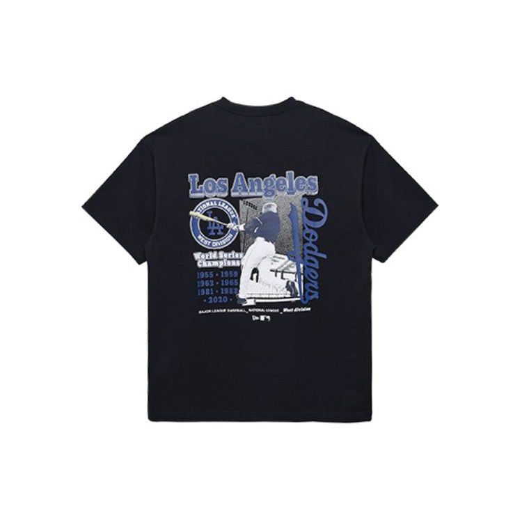 New Era SS24 MLB Los Angeles Dodgers NY Letter Print Crew Neck Short Sleeve T-Shirt Unisex Tops Black 14187402