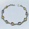 Natural Pink Amethyst,Citrine 925 Solid Sterling Silver Gift Bracelet 7-8" U5G15