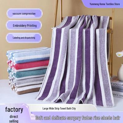 Soft Absorbent Coral Fleece Bath and Face Towel - Lint-Free, Stripe Design