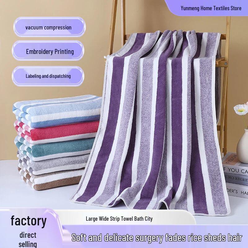 Weiches saugfähiges Korallenfleece Bade- und Gesichts-Handtuch - fusselfrei, Streifen-Design