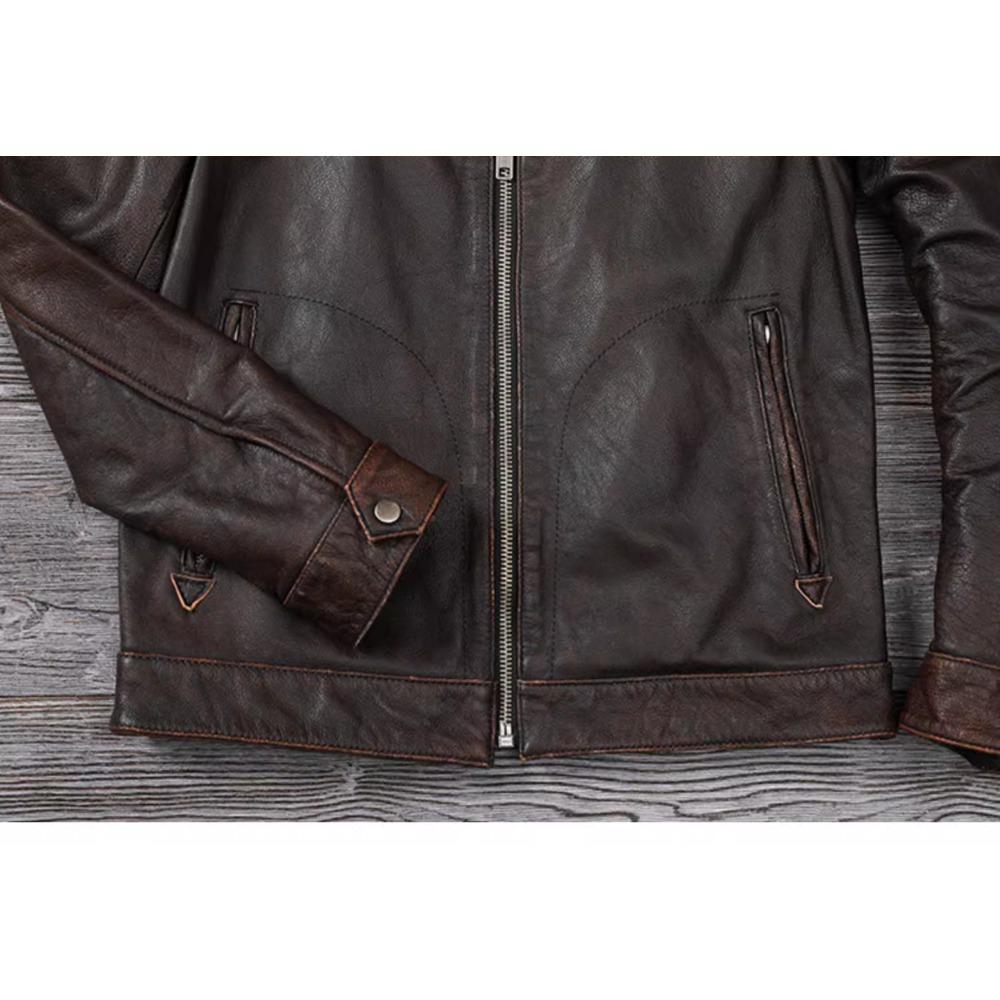 Giacche da motociclista nere di taglia cinese, cappotti in vera pelle di vacchetta, giacche da motociclista da uomo, abbigliamento invernale