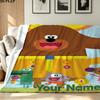 1PC Hey Duggee Custom Name Patterned Flannel Blanket Suitable For All Seasons for Home Decor Warmth and Comfort Gifts Holiday Present