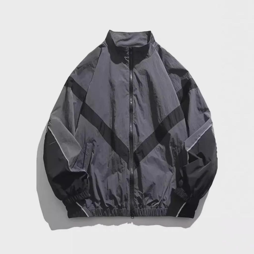 Spring & Autumn Reflective Stand Collar Zipper Jacket - Unisex Loose Casual Thin