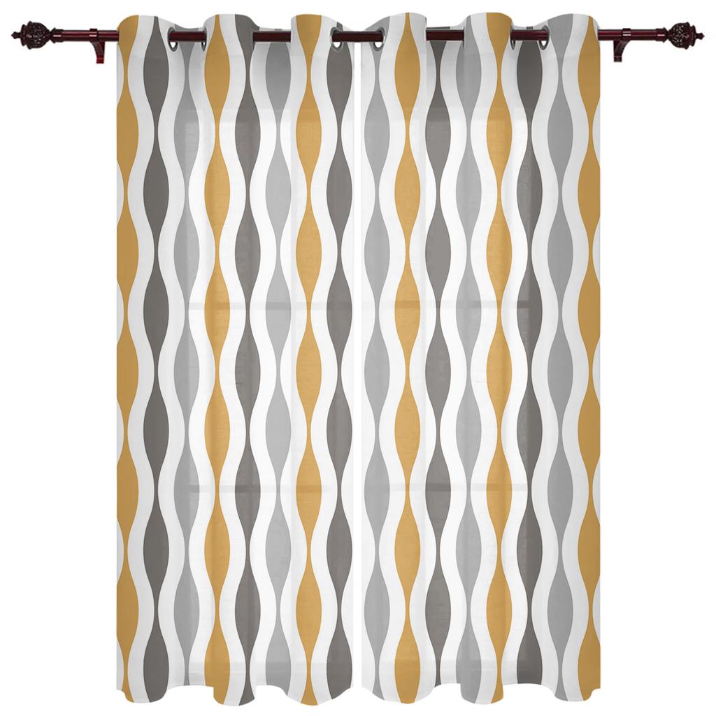 Geometric Blue Grey Medieval Print Window Curtains for Living Room Kitchen Curtain with Valance Kids Room Home Decor