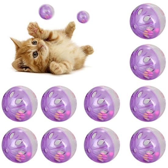 10Pcs Funny Pet Cat Kitten Bell Chase Hollow Ball Cage Chew Interactive Toy