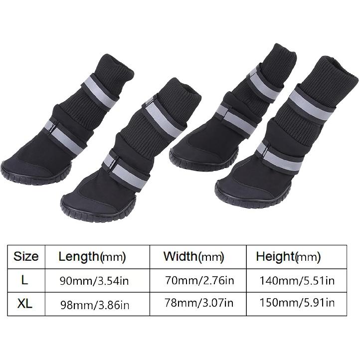 4pcs Set Reflective High Top Dog Boots for Large Dogs Anti Slip Design with Adjustable Closure for Walking In Rain or Snow (XL #02)