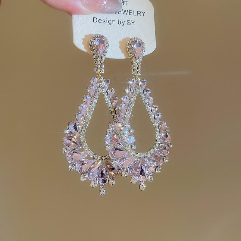Silver Needle Diamond Bow Water Drop Tassel Earrings Elegant Earrings Light Luxury High Sense Fashion Versatile Earrings