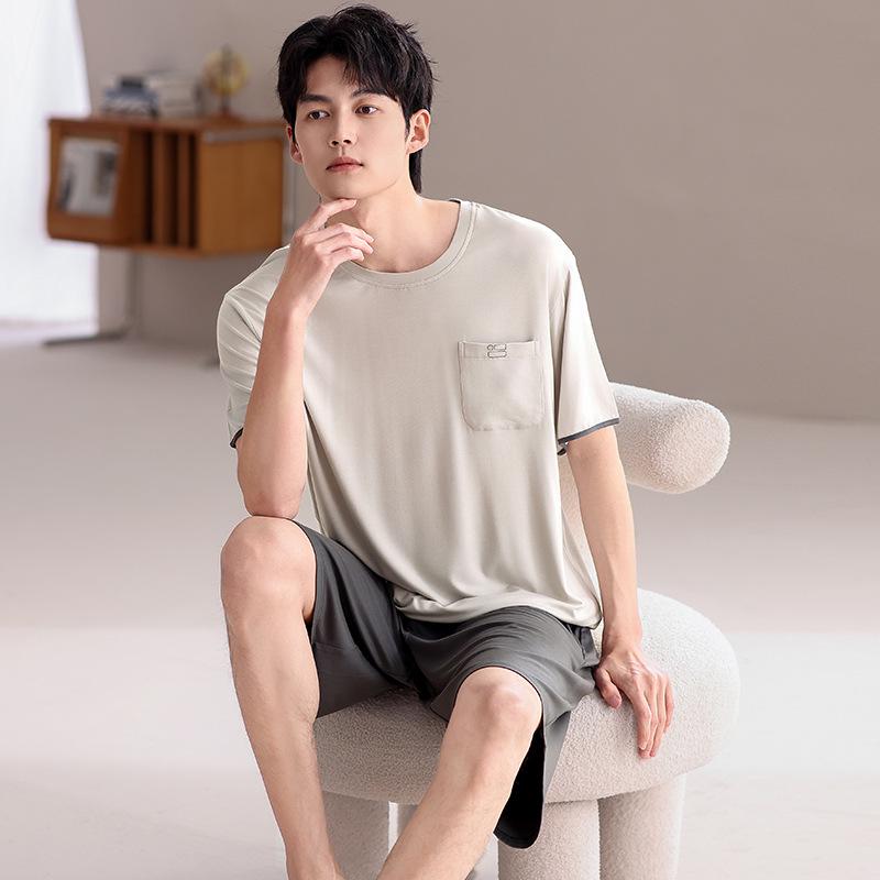Men's Modal Summer Pajama Set: Short Sleeve & Shorts, Casual Plus Size Homewear