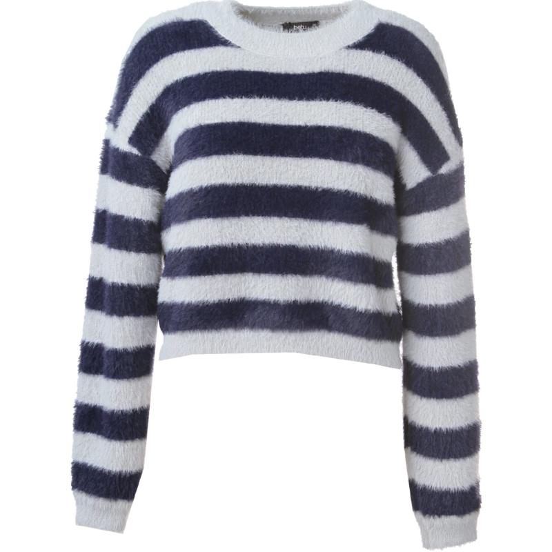 Betu Women s Striped Plush Long-Sleeve Sweater L