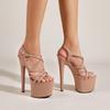 Sexy Peep Toe Stripper Pole Dance Extreme High Heels Summer Hollow Narrow Band Platform Sandals Women Banquet Dress Shoes