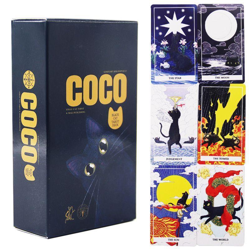 COCO Black Cat Tarot Deck – 10.3*6cm Whimsical Stray Cat Tarot, 78-Card Indie Tarot, Cute Cat Lover Divination Tool Gift чёрный