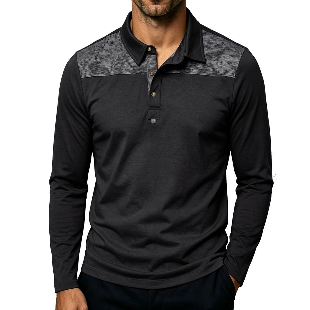 Men's Casual Vintage Lightweight Long Sleeve Polo Shirt Plus Size Long Sleeve Turn Down Collar Shirt for Everyday Wear