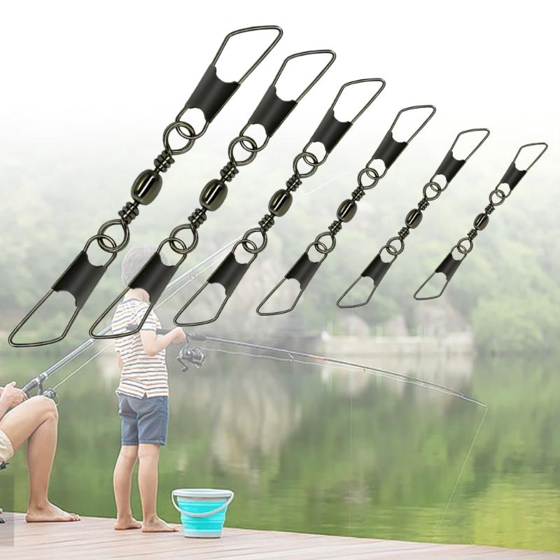 50pc Fishing Lures Hook Connector for Saltwater Freshwater Swivels with Snaps Bearing Rolling Swivels