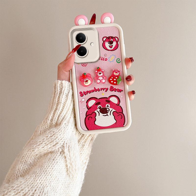KEYSION Cute Ear 3D Cartoon Case for TECNO Spark Go 2 with Bracelet Soft Silicone Shockproof Phone Cover for Tecno Pop 10