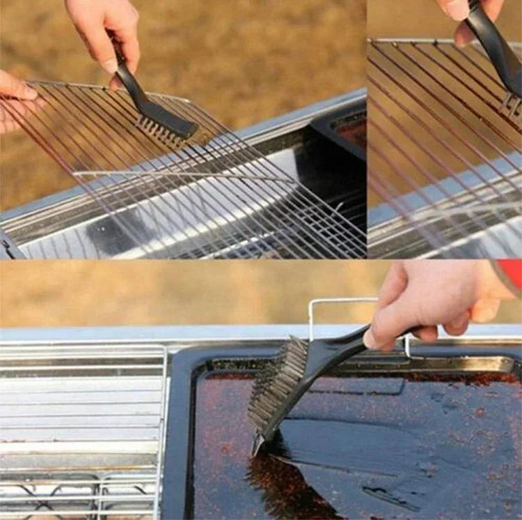 New Stainless Steel Wire Baking Brush Barbecue Stove Cleaning Brush Grill Rack Cleaning Brush Blade Two In One BBQ Accessories