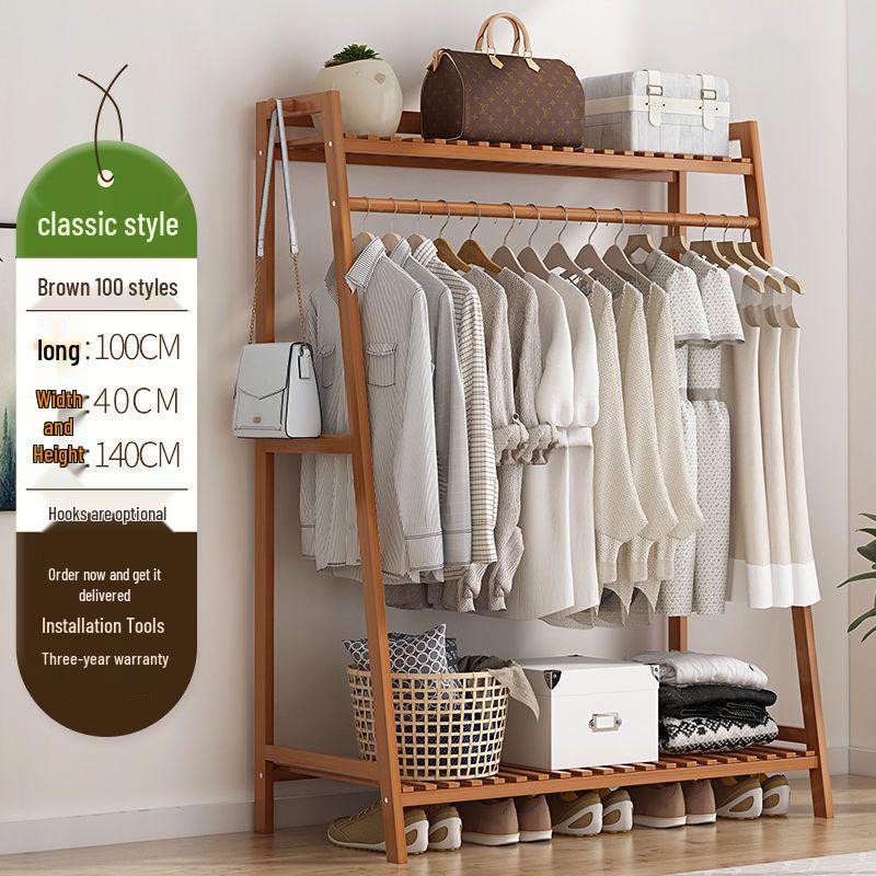 Bamboo Floor-Standing Clothes Rack & Wardrobe Organizer