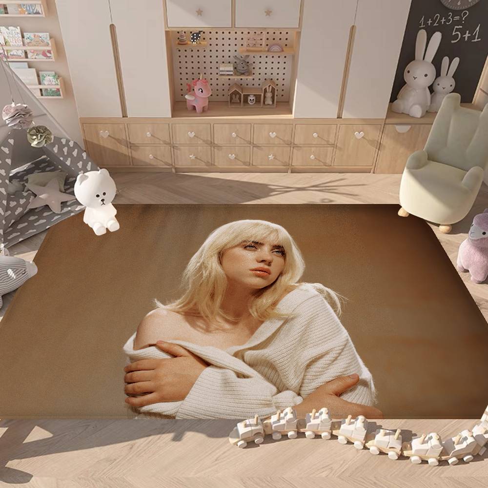 Mode B-Billie Eilish Sänger Zimmerteppiche Rutschfest Wasserabsorbierend Langes Streifenkissen Schlafzimmerteppich Haushalts Teppiche