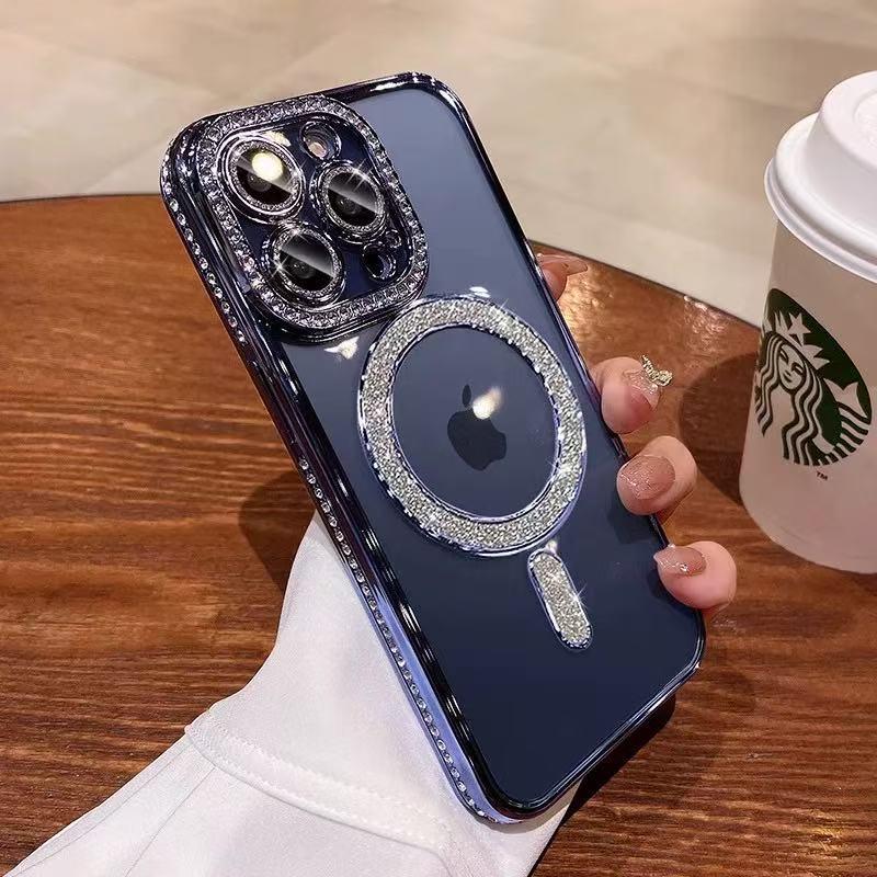 

Glitter Diamond Magnetic Phone Case for iPhone 15 Pro Max Wireless Charging iPhone 15