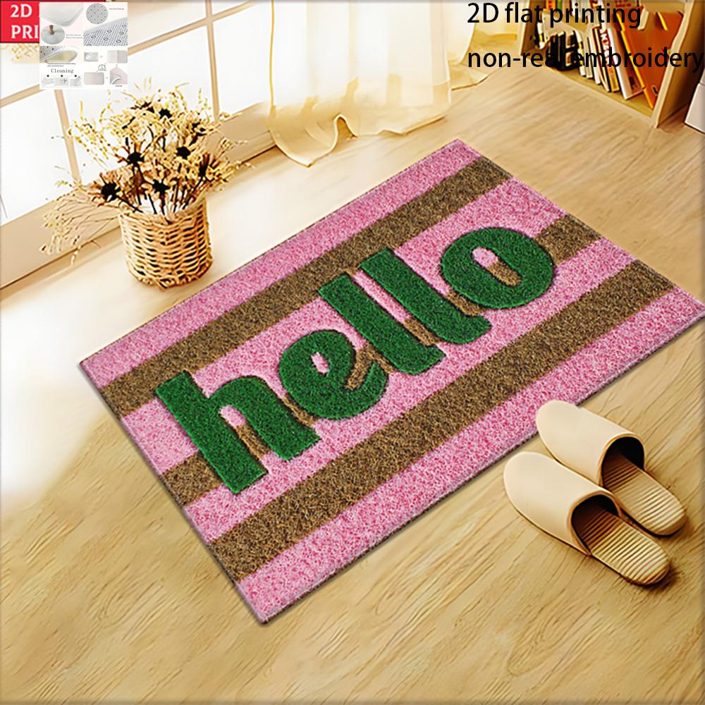 2D Flat-1pc Hello Striped Door Mat , Suitable for bedroom bathroom, entrance door mat.